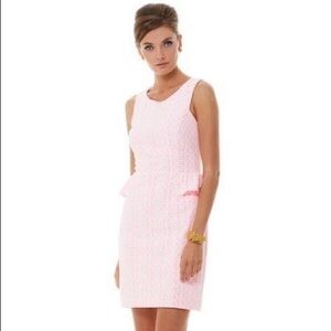 Lilly Pulitzer Abby Peplum Dress - Pop Pink Draper Lace